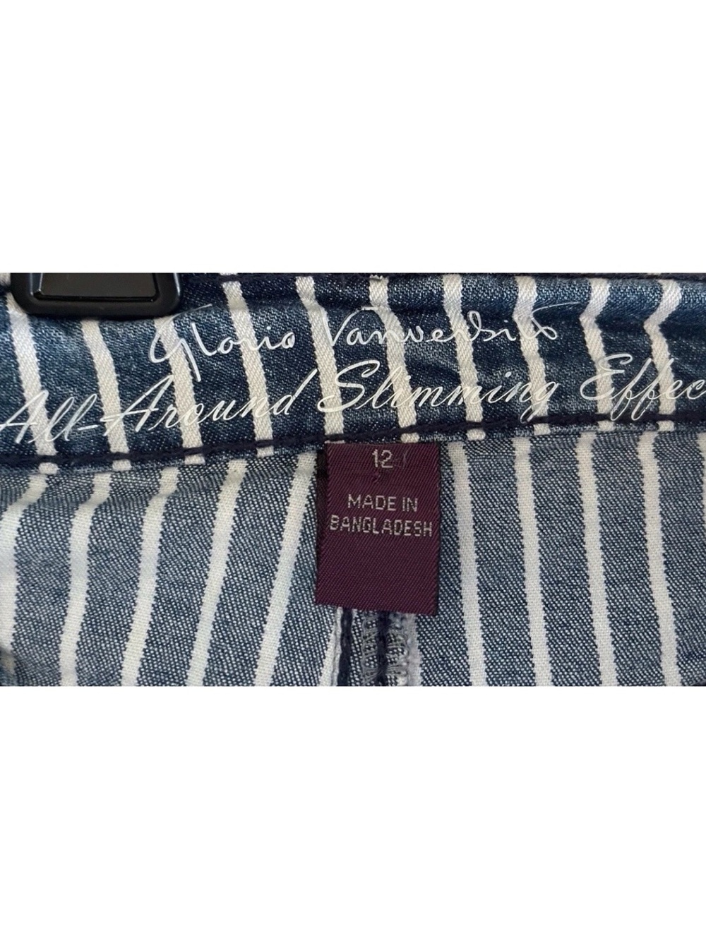 Gloria Vanderbilt Women's Blue Striped Denim Shorts 12 Button Pockets - Picture 3 of 3